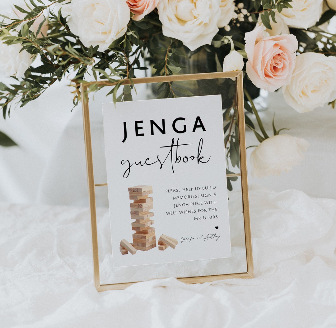 Jenga Guestbook Sign, Printable Jenga Guestbook Sign Template, 5x7 ...