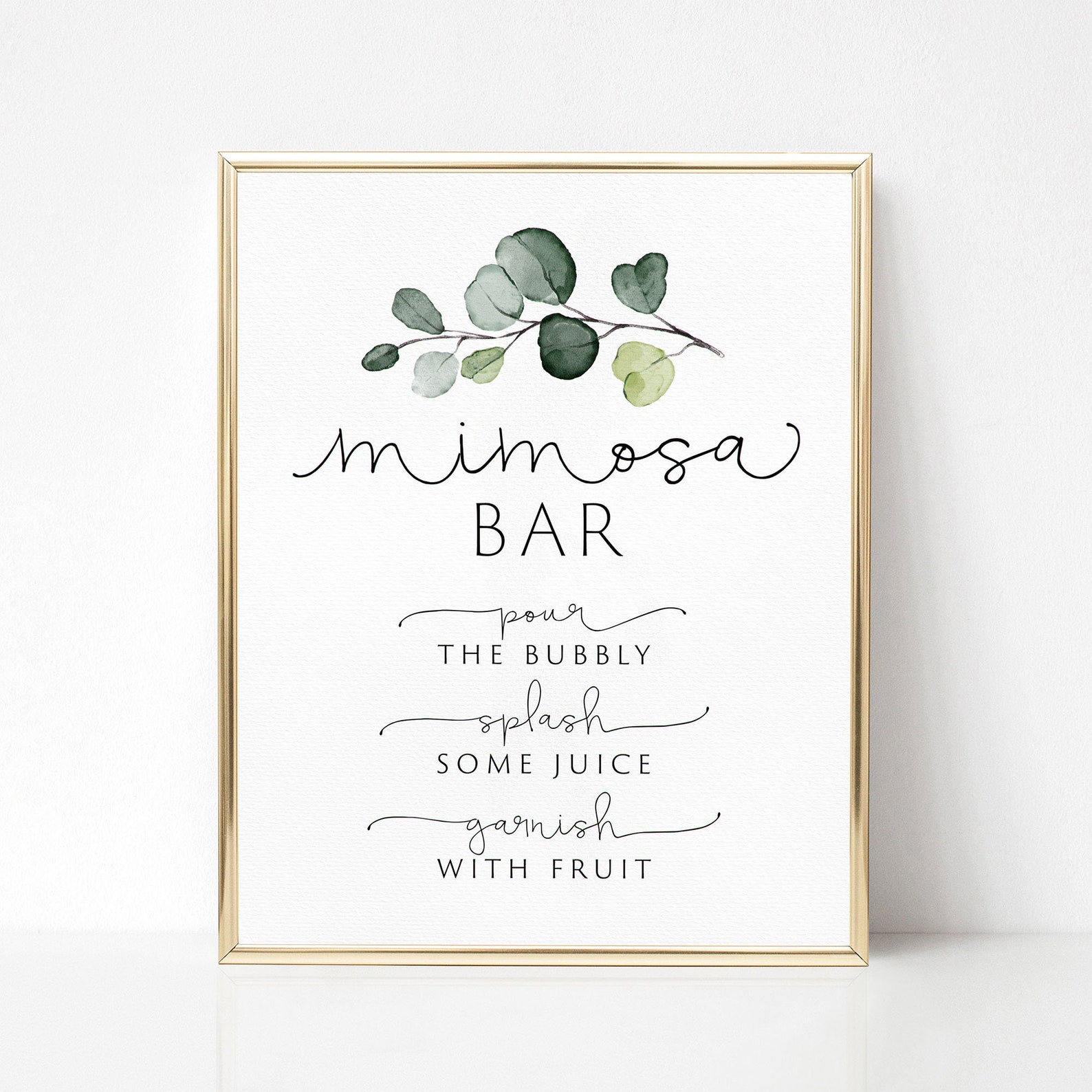 Mimosa Bar Sign EDITABLE Template Greenery Eucalyptus Mimosa - Etsy