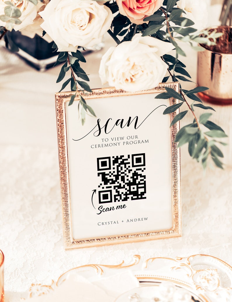 QR Code Sign for Wedding Program Scan for Digital Ceremony - Etsy