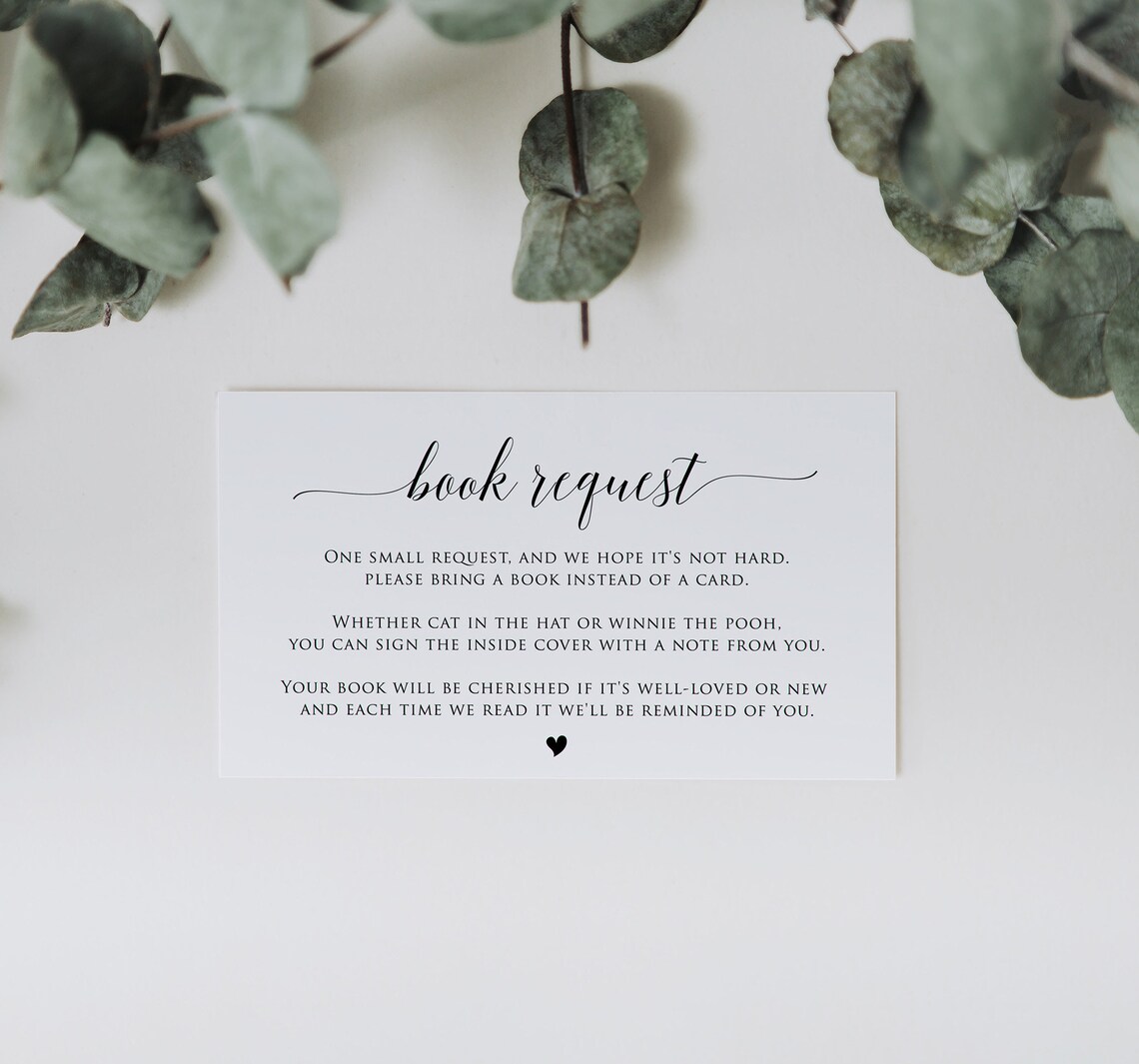 Baby Book Request Card Bring a Book Invitation Book Request Etsy