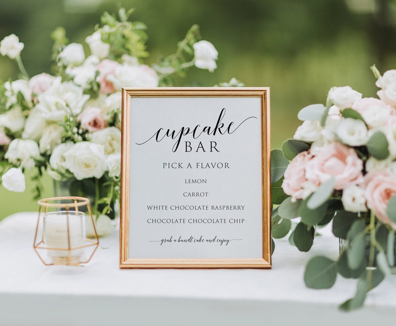 Printable Wedding Cupcake Bar Sign Printable Cupcake Bar | Etsy