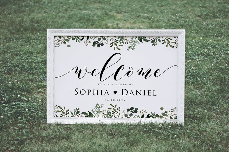 Greenery Wedding Welcome Sign Template Printable Welcome - Etsy