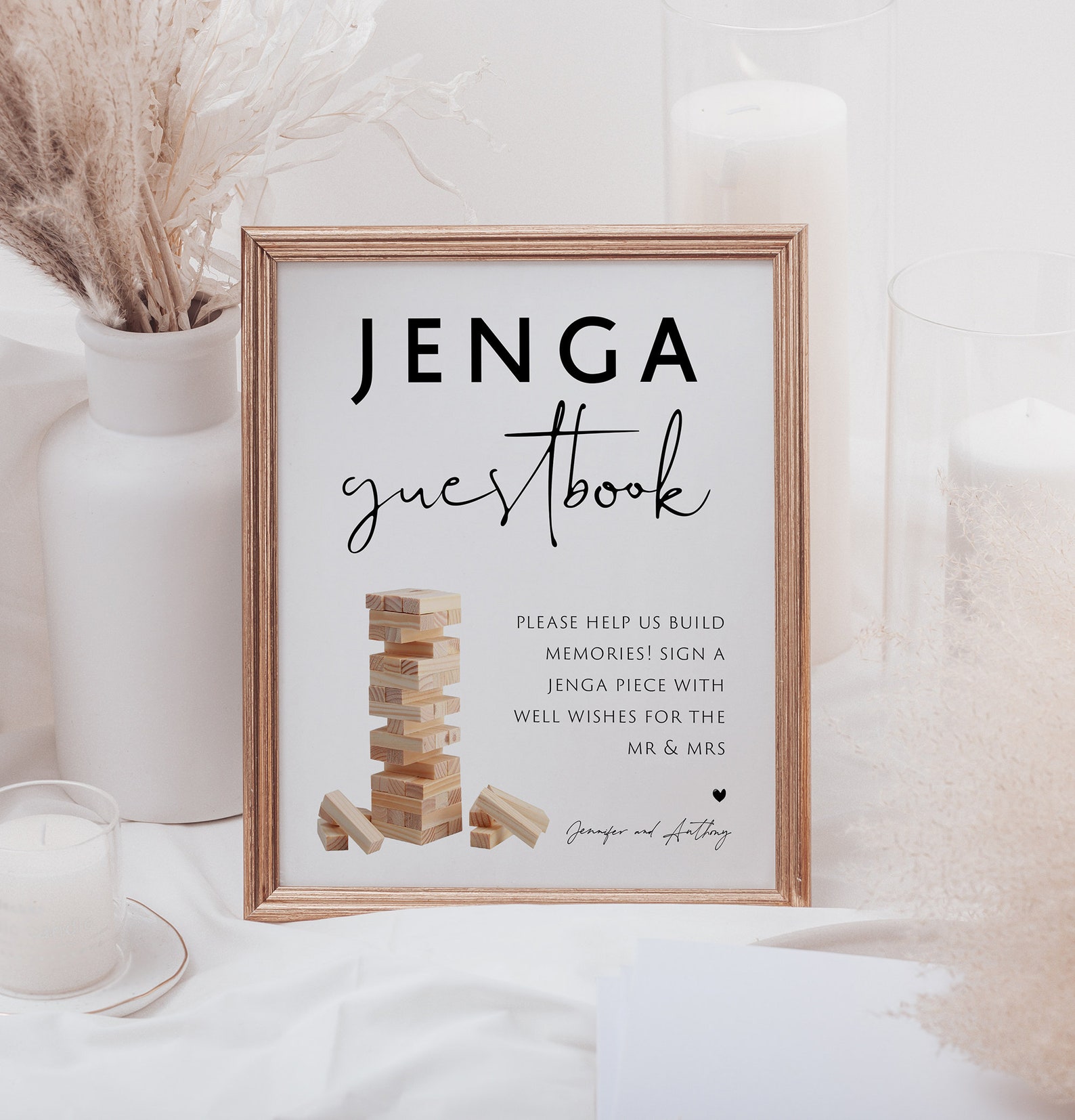 Jenga Guestbook Sign, Printable Jenga Guestbook Sign Template, 5x7 ...