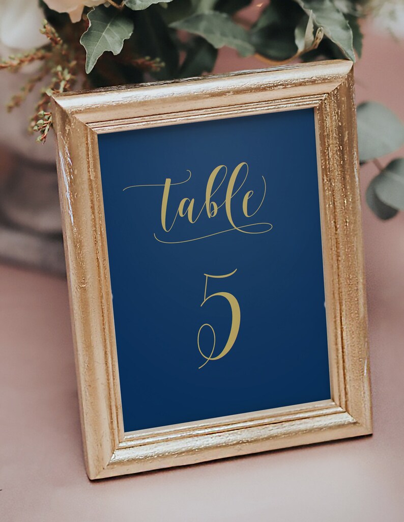 Printable Table Number Cards Gold Table Number Signs Gold Etsy