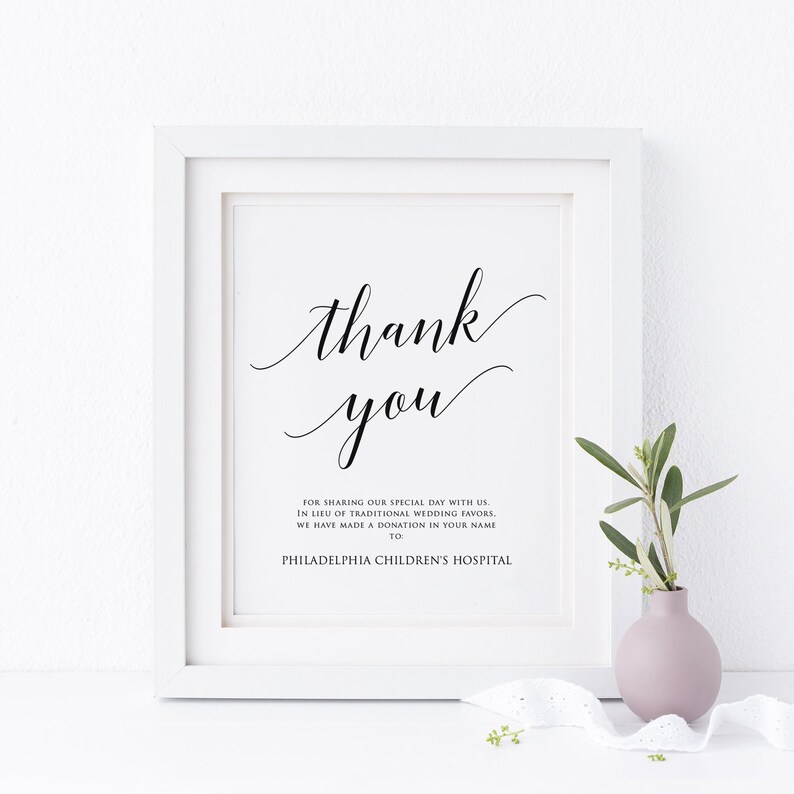 Printable Thank You Sign Thank You Sign Template Wedding Etsy