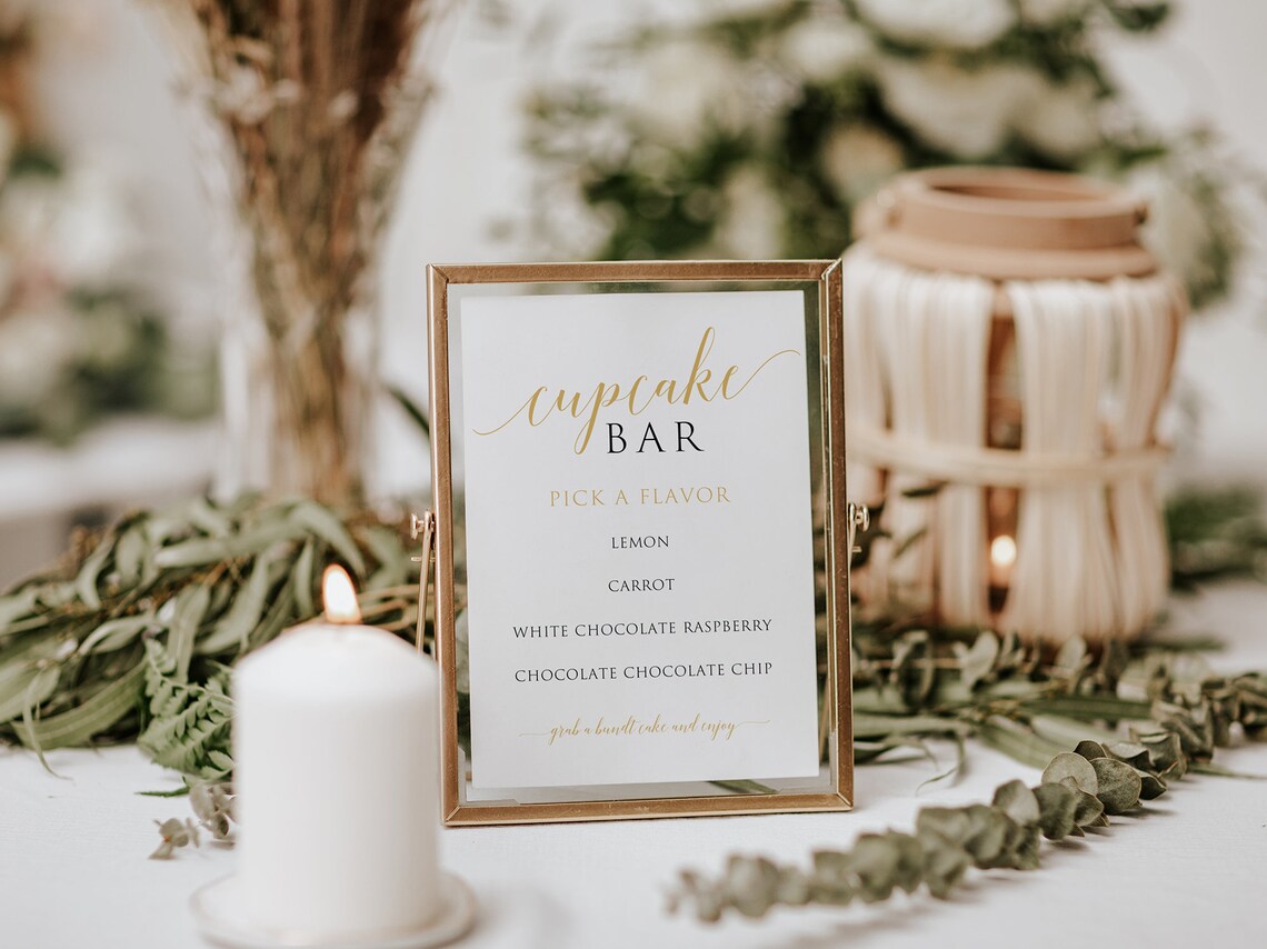 Printable Wedding Cupcake Bar Sign Printable Cupcake Bar - Etsy