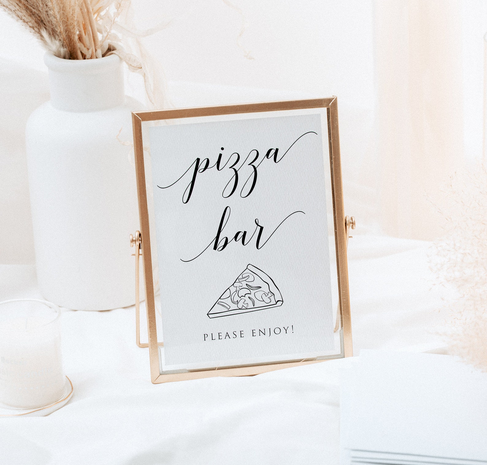 Minimalist Pizza Bar Sign Printable Pizza Bar Sign Wedding Etsy