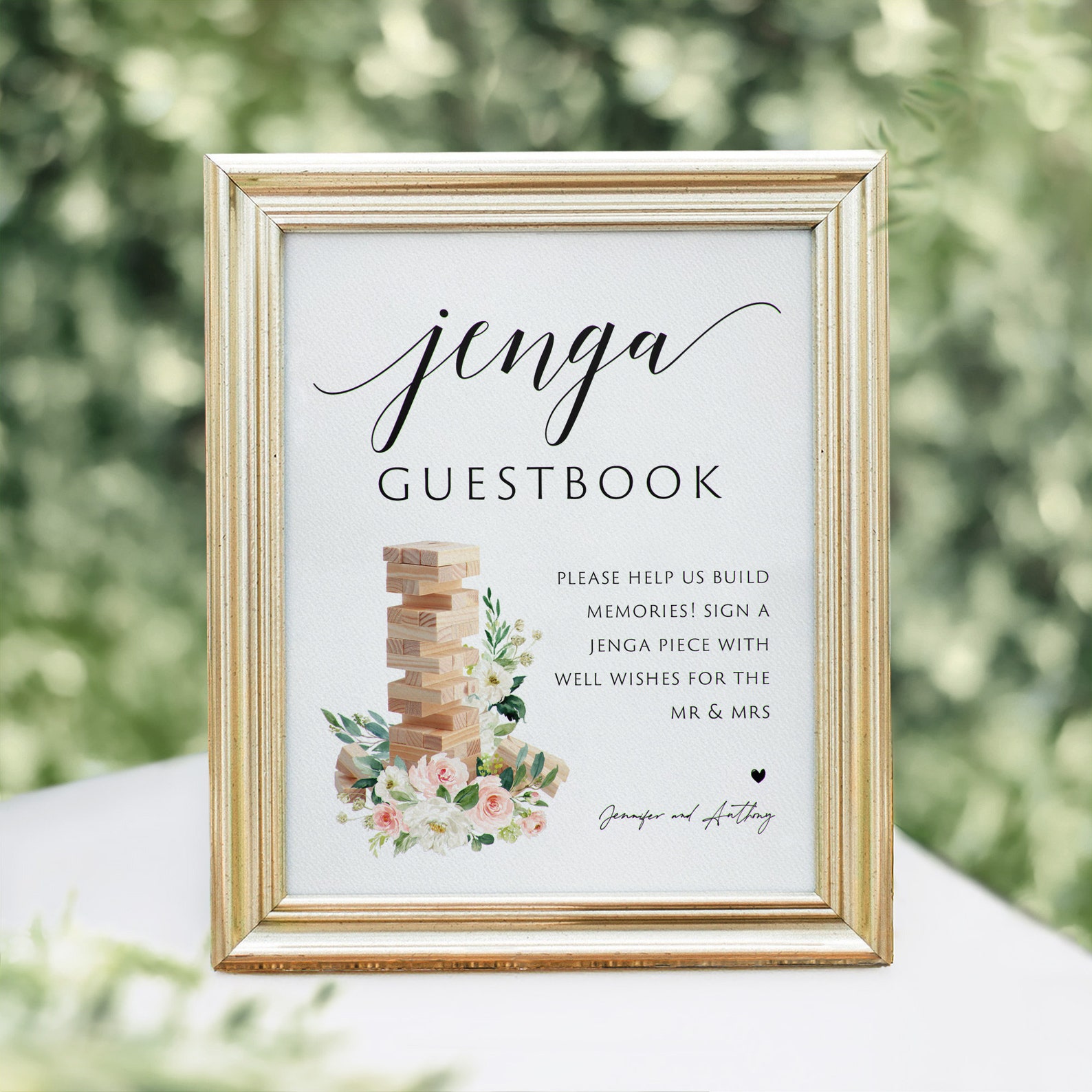 Wedding Jenga Guestbook Sign Printable Jenga Guestbook Sign Etsy