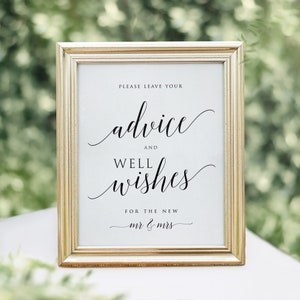 Printable Advice and Wishes Sign, Advice and Wishes, Advice and Wishes for the Mr Mrs, Wedding Advice Sign, Advice Sign Wedding, Wishes Sign