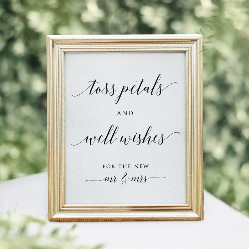 Wedding Ceremony Petal Toss Sign, Toss Petals and Well Wishes, Petal Toss Station Sign, Wedding Petal Confetti Toss Send Off Sign, Download image 2