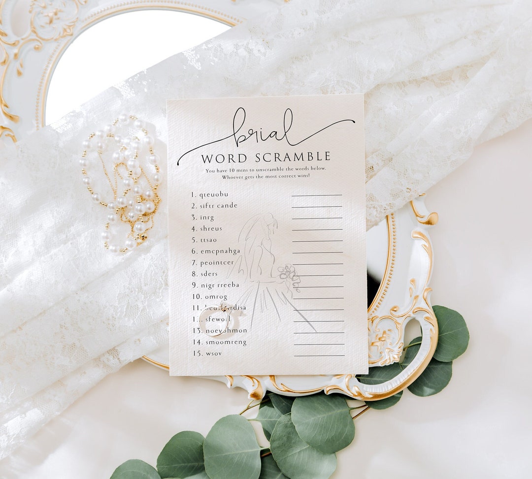 Word Scramble Bridal Shower Game Printable Bridal Shower - Etsy