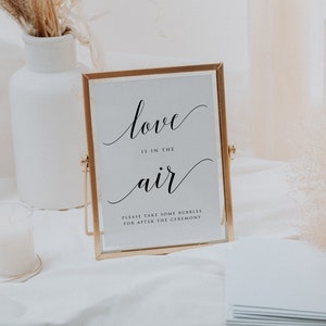 Love Is In The Air Sign, Wedding Bubbles Sign, Bubbles Send Off Sign, EDITABLE Template, Printable Sign, Instant Download, 5x7, 8x10 image 7