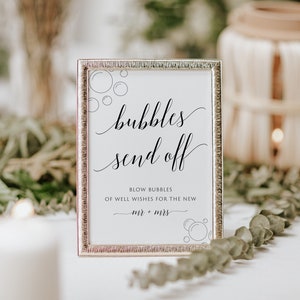 Bubbles Send Off Sign, Wedding Bubbles Sign, Wedding Bubble Send Off Sign, EDITABLE Template, Send Off Bubbles, Instant Download, Minimalist image 3