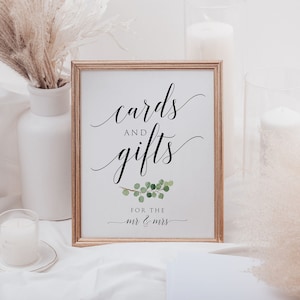 Printable Cards and Gifts Sign, Gifts Sign, Greenery Cards and Gifts ...