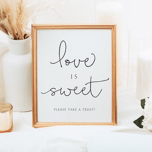 Love is Sweet Sign Printable, Modern Minimalist Wedding Favor Sign, Sweet Treat Baby Shower ...