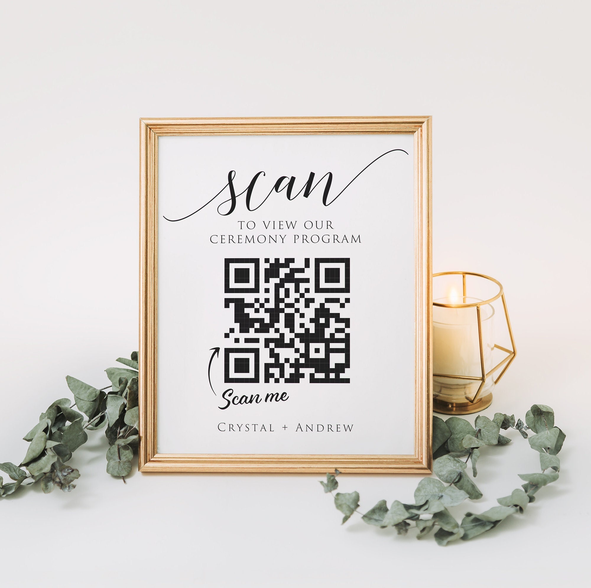 QR Code Sign for Wedding Program Scan for Digital Ceremony Etsy UK