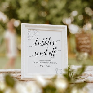 Bubbles Send Off Sign, Wedding Bubbles Sign, Wedding Bubble Send Off Sign, EDITABLE Template, Send Off Bubbles, Instant Download, Minimalist image 5