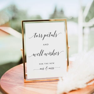 Wedding Ceremony Petal Toss Sign, Toss Petals and Well Wishes, Petal Toss Station Sign, Wedding Petal Confetti Toss Send Off Sign, Download image 6