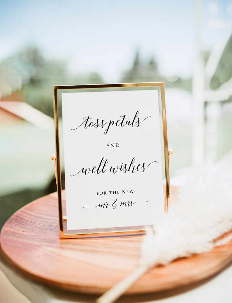Wedding Ceremony Petal Toss Sign, Toss Petals and Well Wishes, Petal Toss Station Sign, Wedding Petal Confetti Toss Send Off Sign, Download image 6