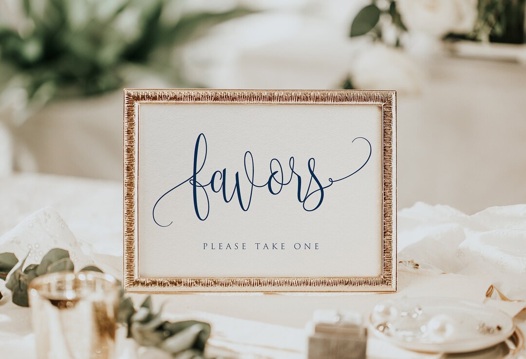Printable Navy Blue Wedding Favors Sign Template, Printable Wedding ...
