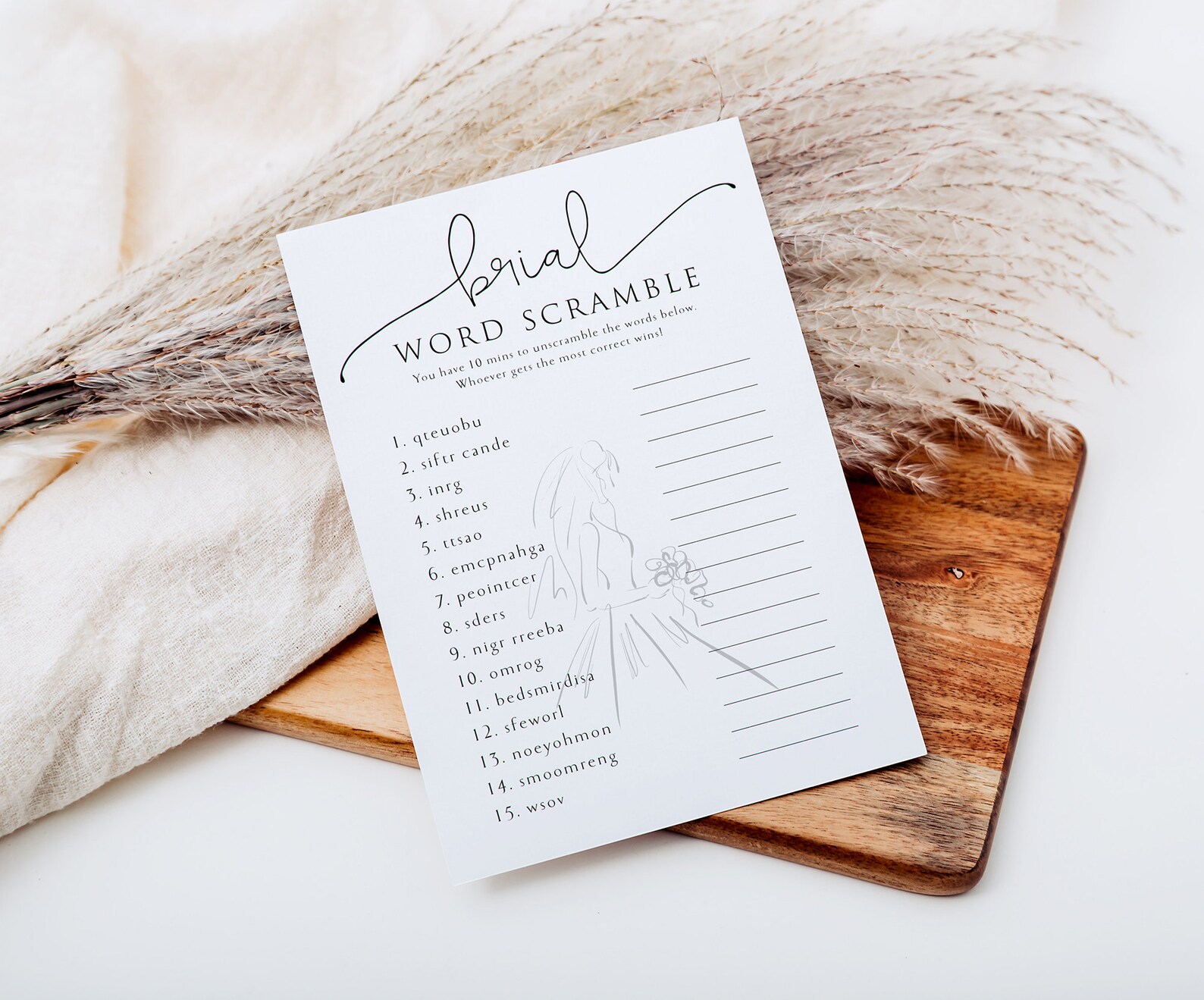 Word Scramble Bridal Shower Game Printable Bridal Shower - Etsy