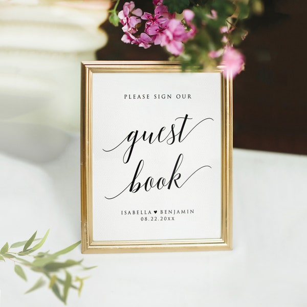Printable Guest Book Sign Template, Modern Guestbook Sign, Rustic Guestbook Sign, Please Sign Our Guestbook, Editable Wedding Sign Template