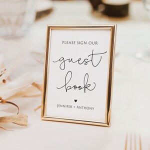 Printable Guest Book Sign Template, Modern Guestbook Sign, Rustic ...