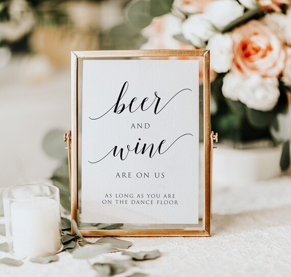 Beer and Wine Party Sign Wedding Decor Sign Beer and Wine Etsy