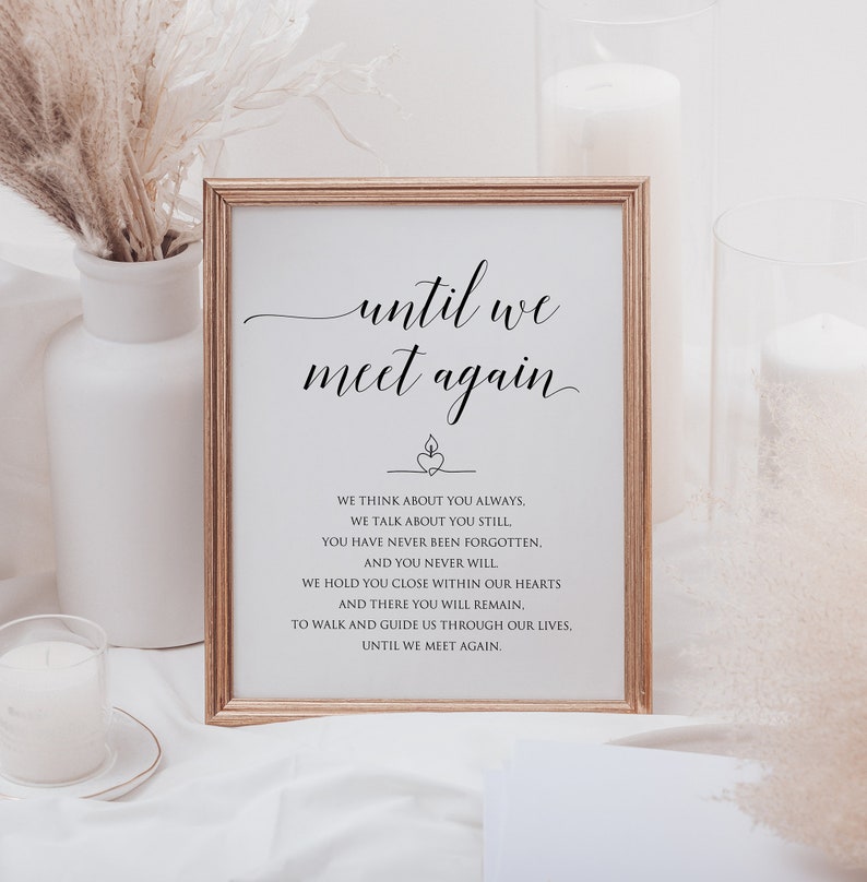 Until We Meet Again Sign, Memorial Sign, Celebration Of Life Sign, Printable Wedding Sign, Editable Template, Instant Download, 5x7, 8x10 image 6