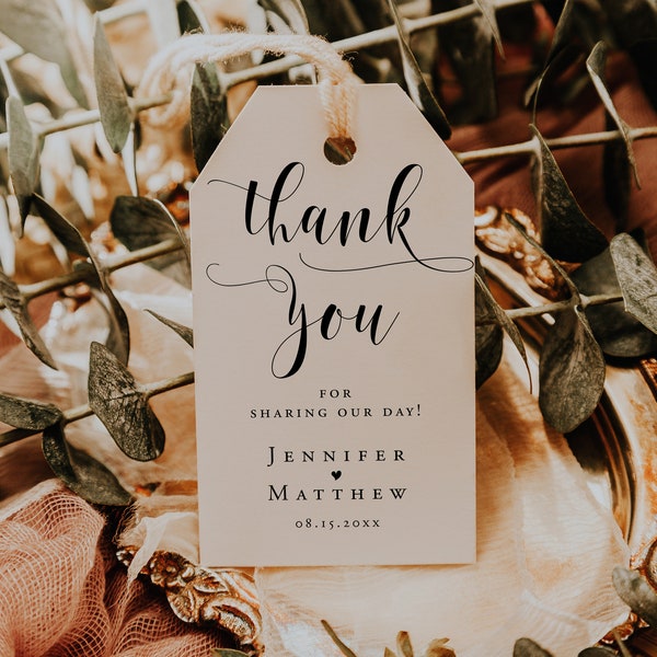 Wedding Favor Tags, Wedding Thank You Tags, Printable Thank You Tag Template, Gift tag, Favor Tags Template, Thank you tag, Instant Download