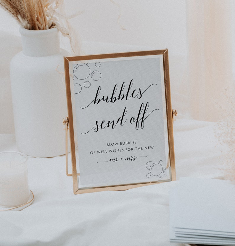 Bubbles Send Off Sign, Wedding Bubbles Sign, Wedding Bubble Send Off Sign, EDITABLE Template, Send Off Bubbles, Instant Download, Minimalist image 8