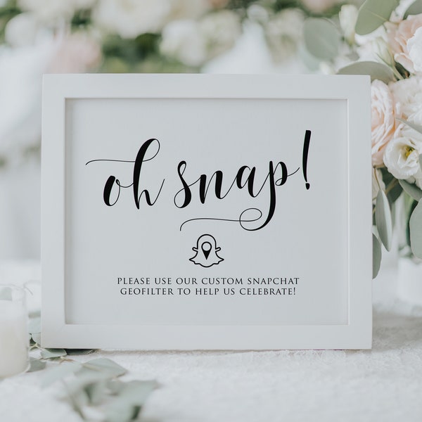 Snapchat Filter Sign, Snapchat Sign Template, Wedding Filter Sign, Snapchat Filter Sign, EDITABLE ONLINE, Instant Download, Templett