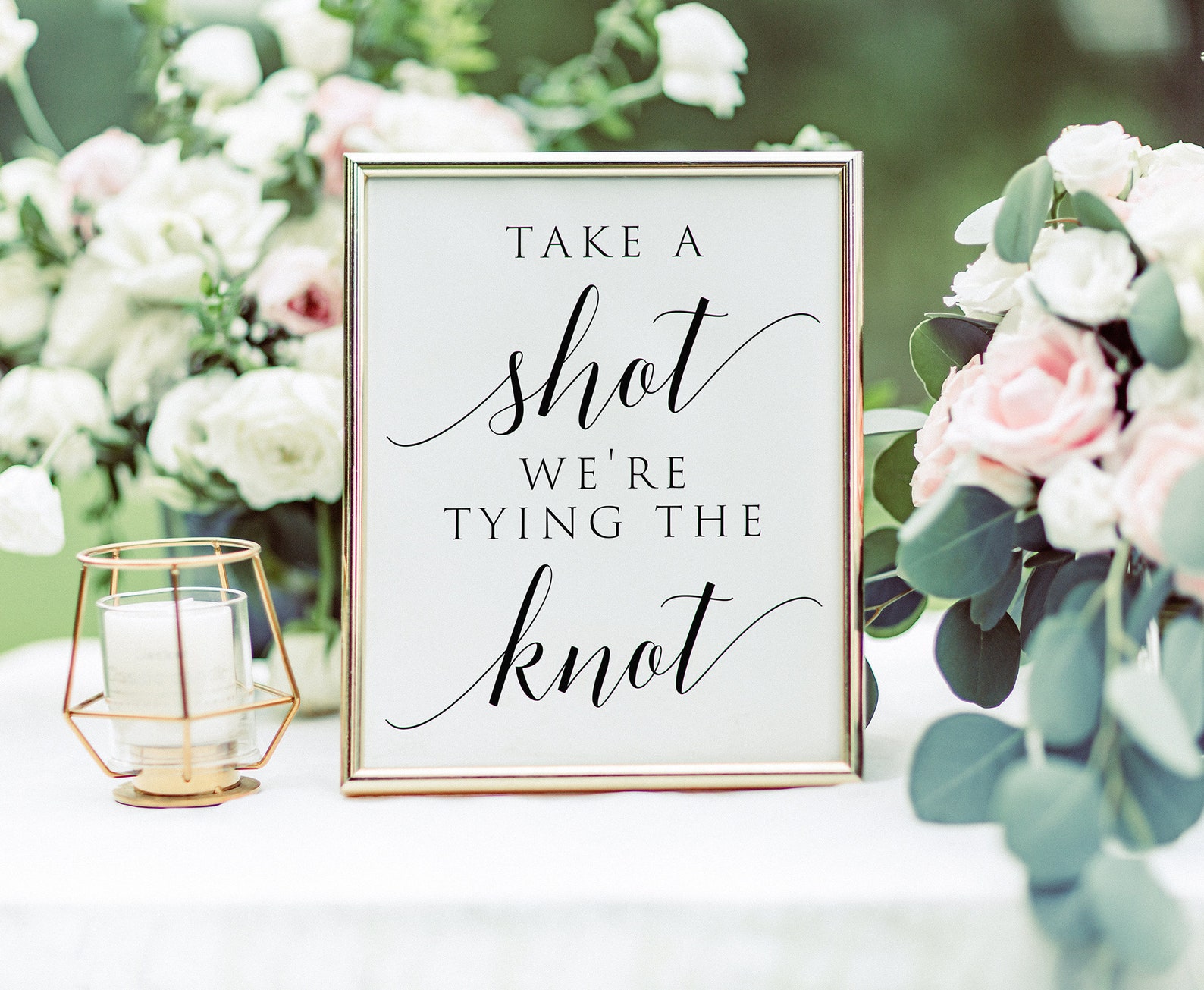 Take A Shot We Are Tying the Knot Sign, Take A Shot Sign, Wedding