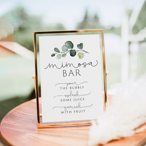 Mimosa Bar Sign, EDITABLE Template, Greenery Eucalyptus Mimosa Bar Sign, Baby Shower Mom-osa Bar Sign,Bridal Brunch Mimosa Bar Sign,Templett image 6