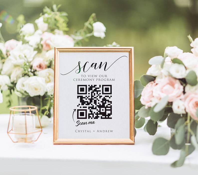 QR Code Sign for Wedding Program Scan for Digital Ceremony | Etsy UK