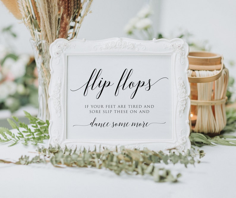 Flip Flops Wedding Sign Printable, Wedding sign Template, Printable Flip Flops Signs, Edit with TEMPLETT, Personalized, Instant Download image 8