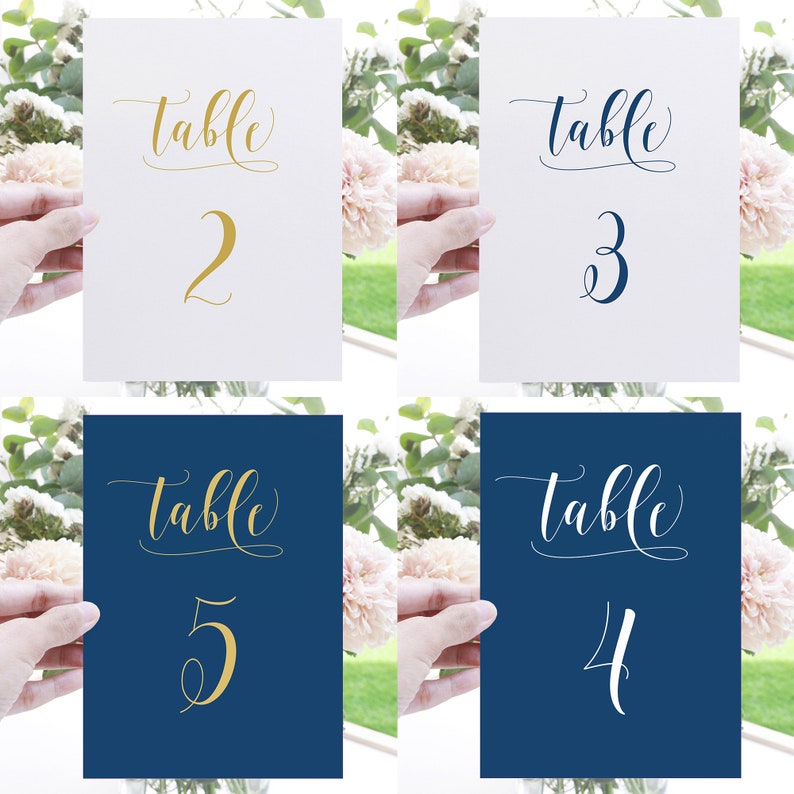 Printable Table Number Cards Gold Table Number Signs Gold Etsy