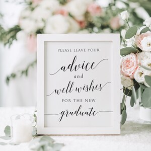 Please Leave Your Advice And Well Wishes For The New Graduate, Graduation Signs, Printable Graduation Guestbook Sign, Instant download image 5