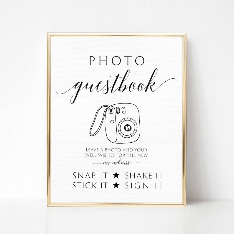 Printable Wedding Photo Guest Book Sign, Leave a Photo for the New Mr. & Mrs, Photo GuestBook Sign Template, Photo Wedding Sign, Templett image 4