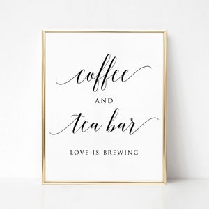 Printable Coffee and Tea Bar Sign, Coffee and Tea Station Sign, Coffee Bar Sign, Drink Station ...