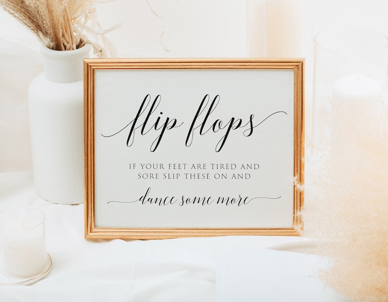 Flip Flops Wedding Sign Printable, Wedding sign Template, Printable Flip Flops Signs, Edit with TEMPLETT, Personalized, Instant Download image 5