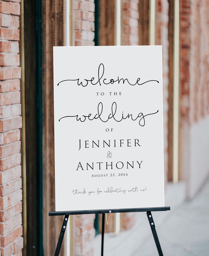 5 Sizes Wedding Sign Template Modern Wedding Etsy