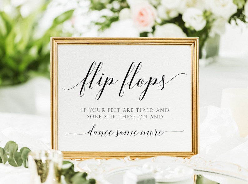 Flip Flops Wedding Sign Printable, Wedding sign Template, Printable Flip Flops Signs, Edit with TEMPLETT, Personalized, Instant Download image 2