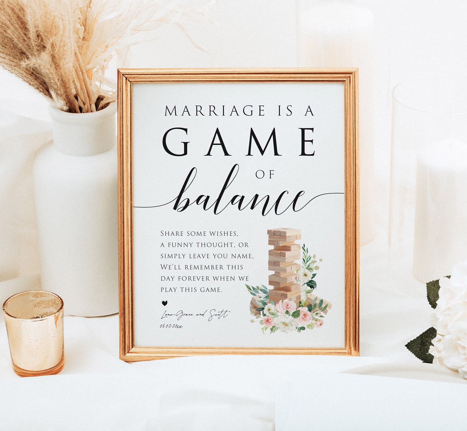 Jenga Wedding Guest Book Jenga Sign Marriage is a Game of Etsy
