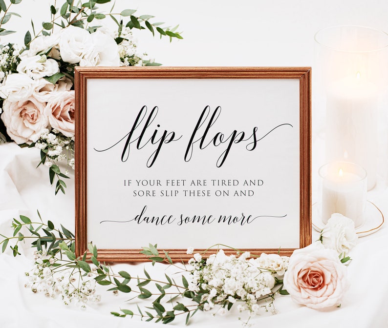 Flip Flops Wedding Sign Printable, Wedding sign Template, Printable Flip Flops Signs, Edit with TEMPLETT, Personalized, Instant Download image 6