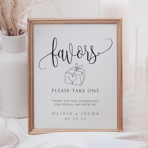 Modern Printable Wedding Favors Sign Template, Printable Wedding Favors ...