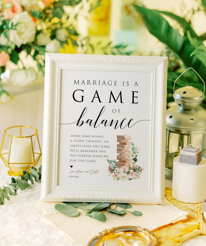 Jenga Wedding Guest Book Jenga Sign Marriage is a Game of Etsy