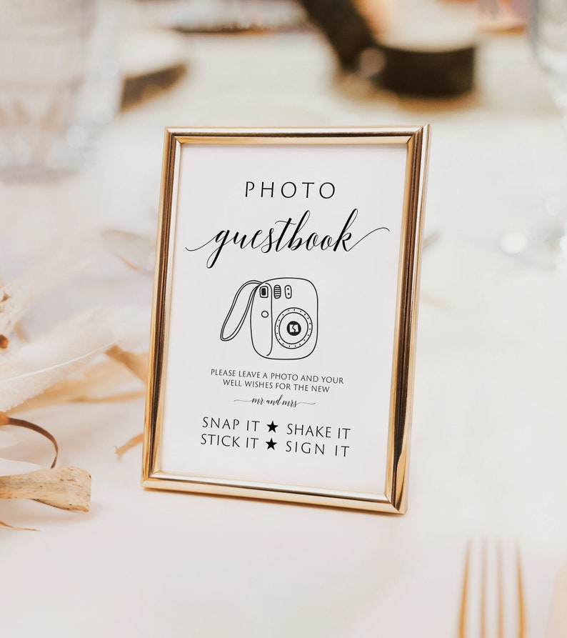 Printable Wedding Photo Guest Book Sign, Leave a Photo for the New Mr. & Mrs, Photo GuestBook Sign Template, Photo Wedding Sign, Templett image 7