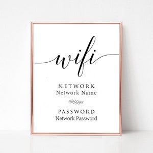 WIFI Password Sign Printable, Wifi Sign, WIFI Password Sign, Editable WiFi Sign Template, 4x6, 5x7, 8x10, 100% Editable, Instant Download