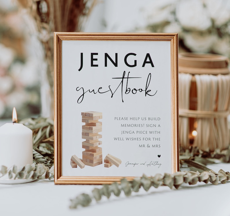 Jenga Guestbook Sign Printable Jenga Guestbook Sign Template Etsy